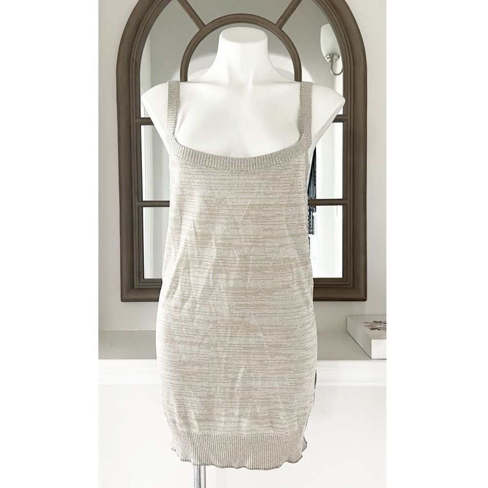 Dolce & Gabbana (Made in Italy) Knit Top, Metallic Tan Silver, NWT, Size 48 - Picture 3 of 9